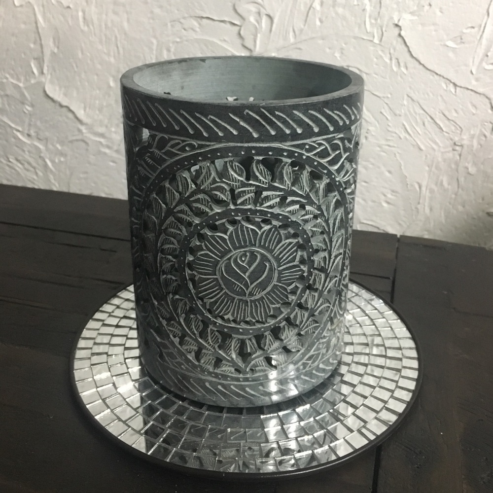 Carved Soapstone Utensil Crock